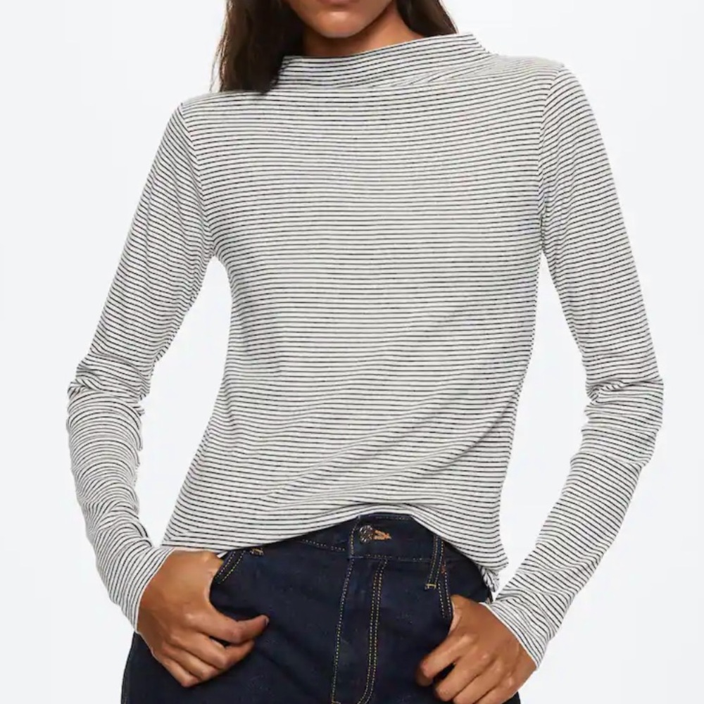 Mango Perkins neck long-sleeved t-shirt XS